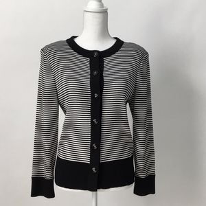 ST. JOHN Santana Knit Striped Cardigan